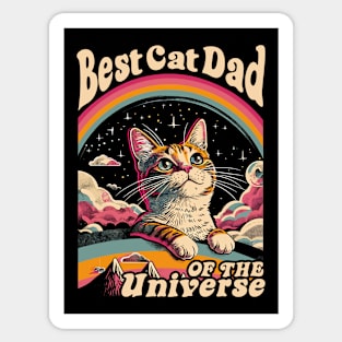 Best Cat Dad In The Universe 60s 70s Hippie Aesthetic Men Sticker